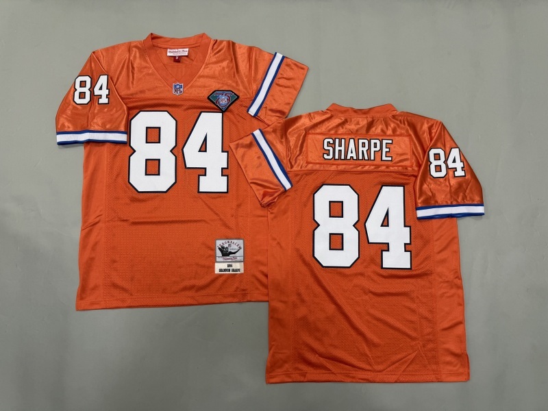 Men 2025 Denver Broncos 84 Sharpe orange Throwback Limited NFL Jersey style 001